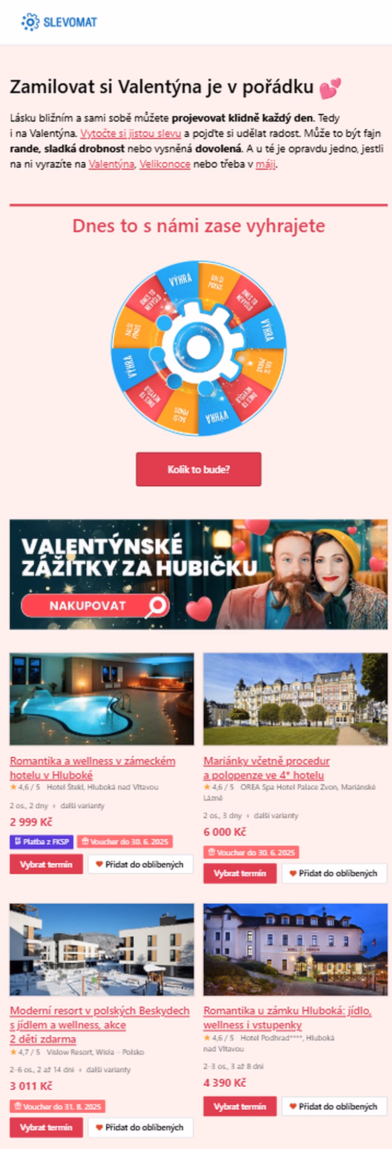 Ukázka newsletteru od Slevomatu