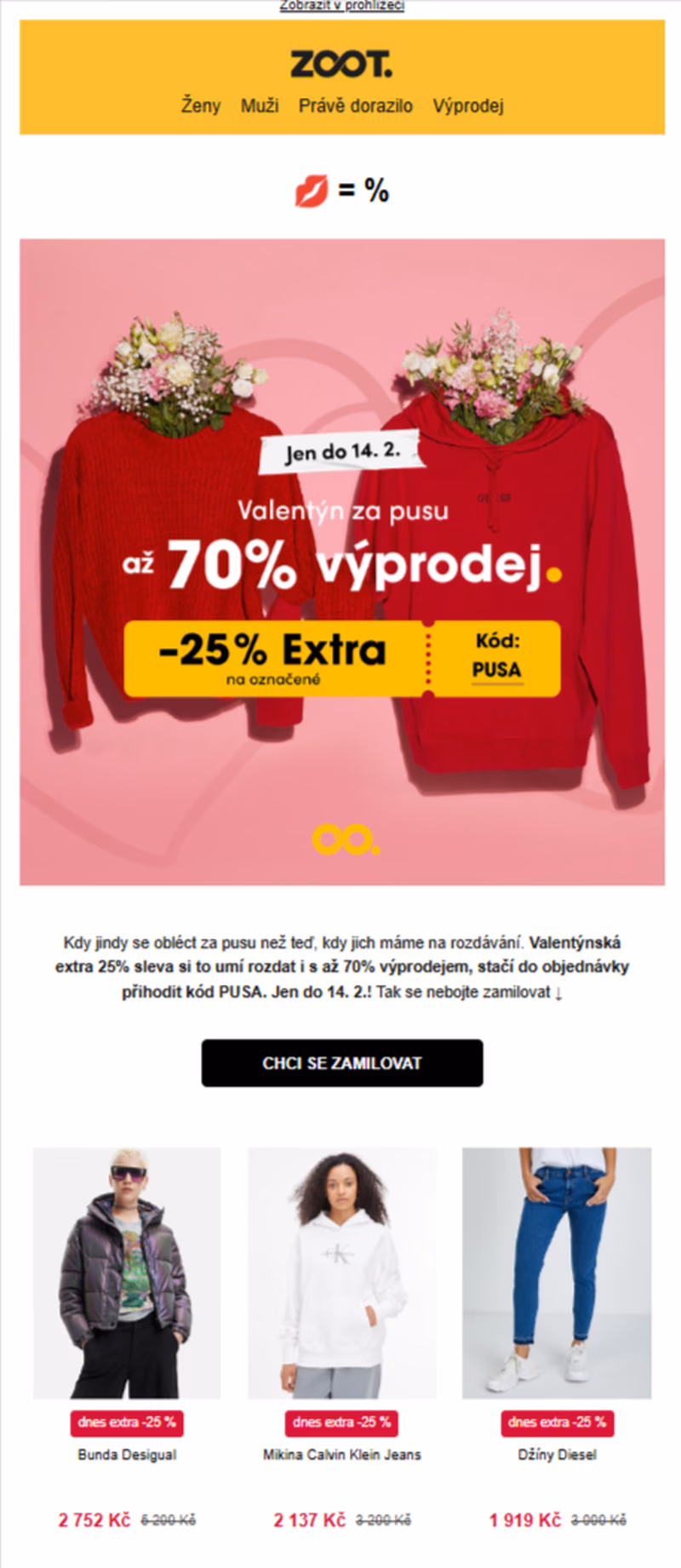 Valentýnský newsletter ZOOT