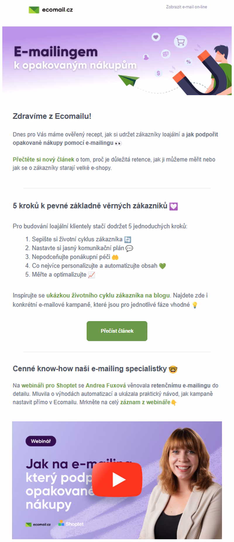 Příklad newsletteru od Ecomailu