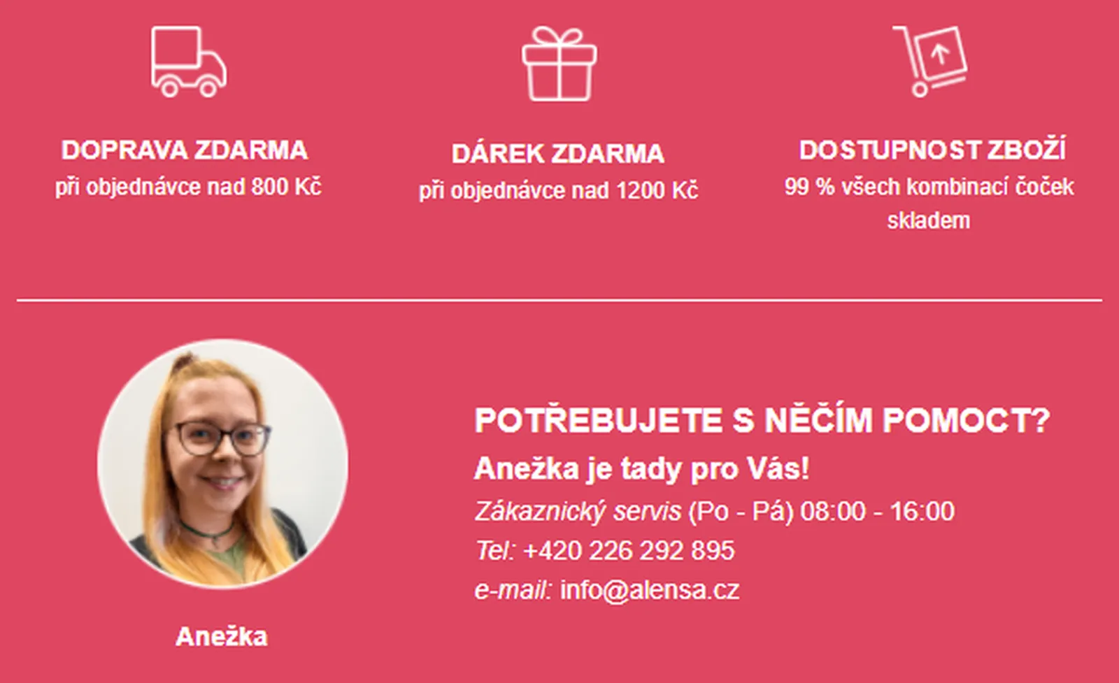 Alensa - ukázka výhody nákupu na eshopu