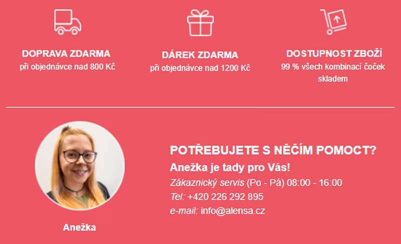 Alensa - ukázka výhody nákupu na eshopu