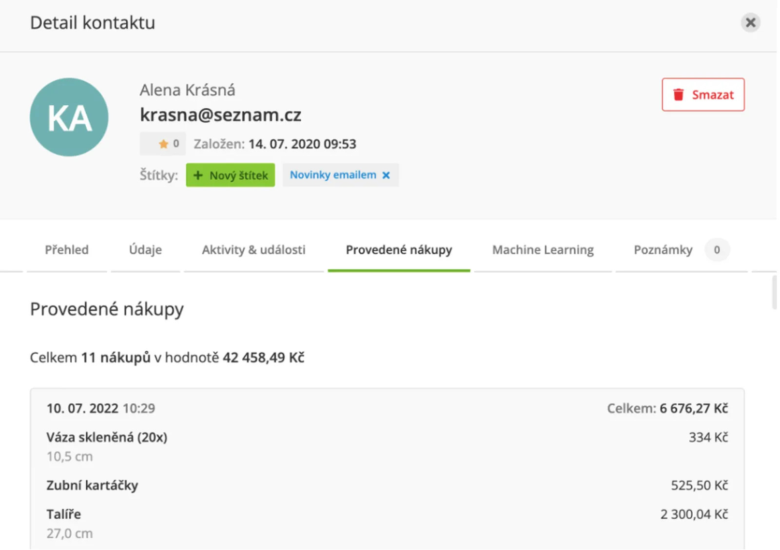 informace o objednávkách