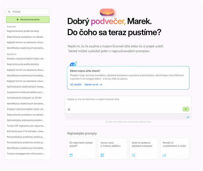 EMA v aplikácii Ecomail