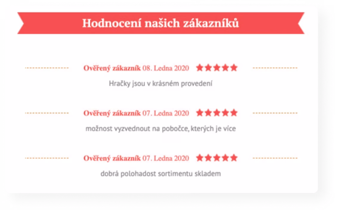 Ukázka hodnocení zákazníků