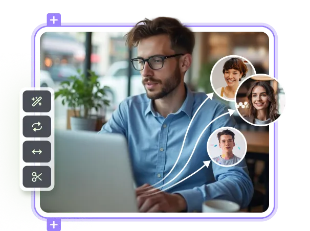 Ilustrace - muž u počítače