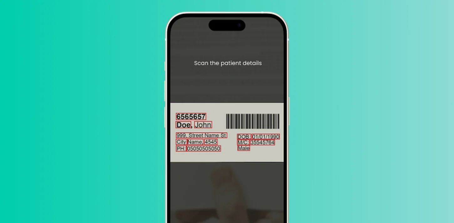SnapLog app scanning patient details from a printed clinical label