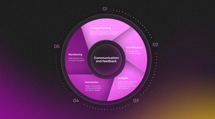 Product risk management cycle showing 5-step mitigation and monitoring process