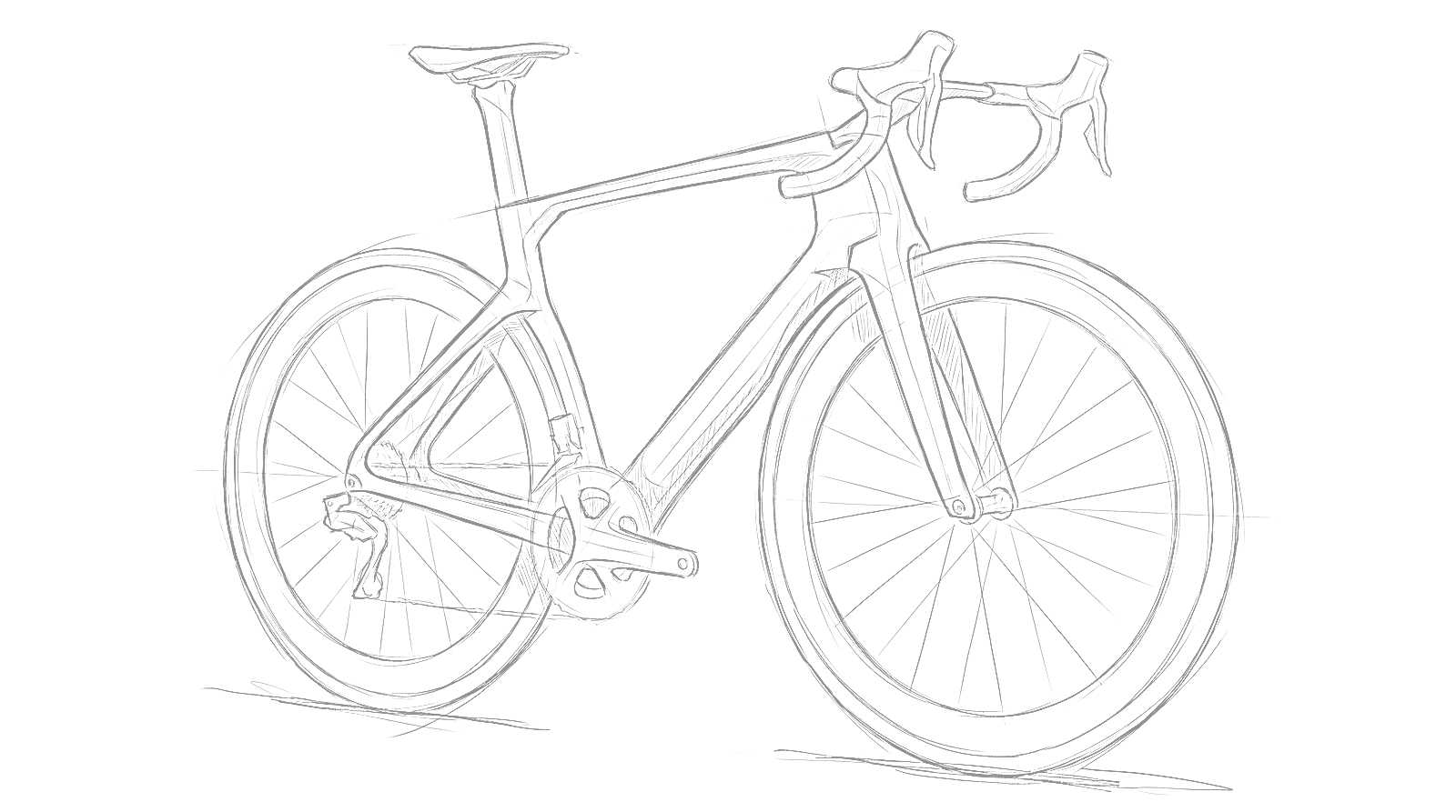 Header drawing of the Cervélo S5 as a transparent pencil-line PNG