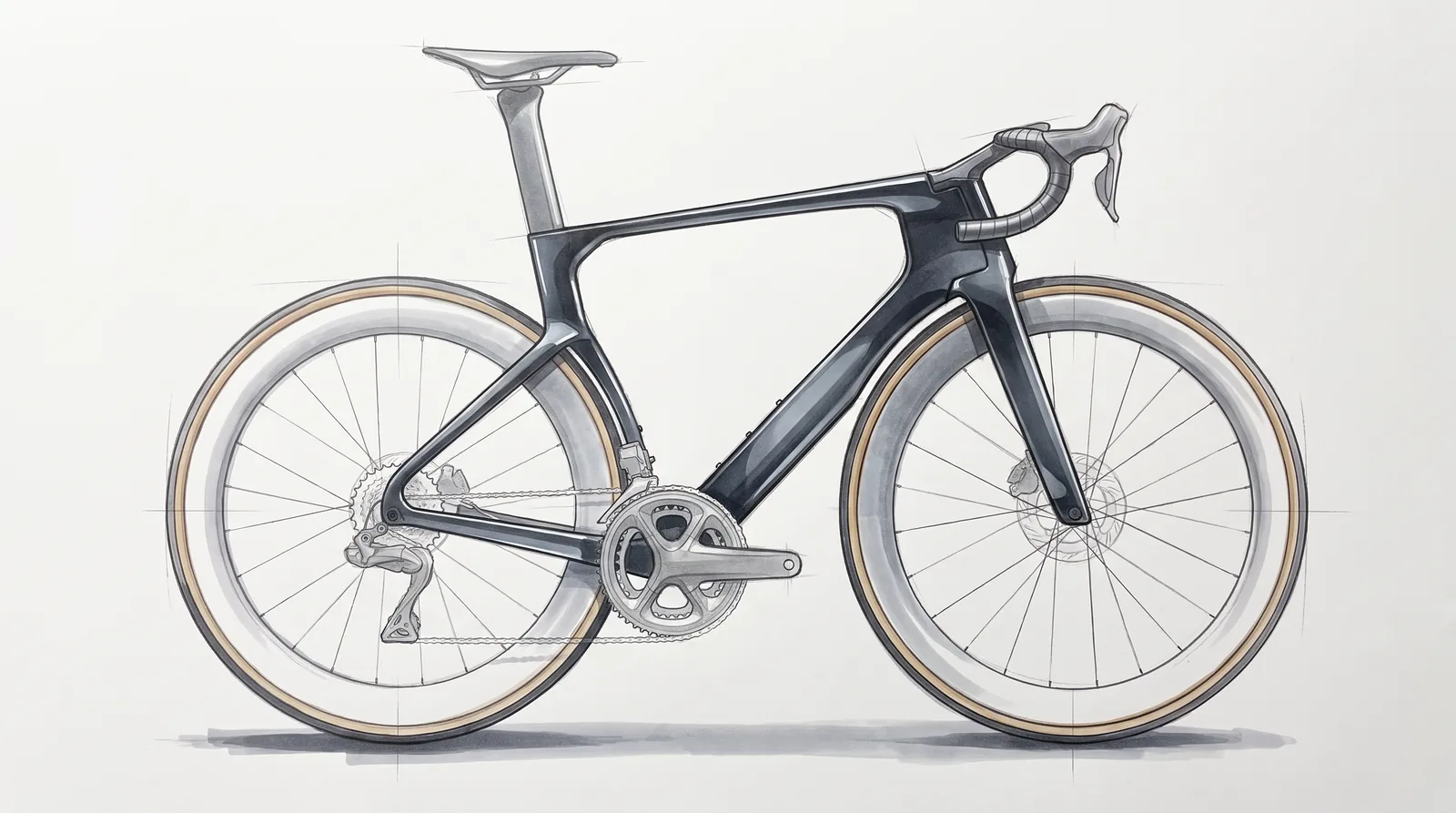 Side-view design sketch of the Cervélo S5