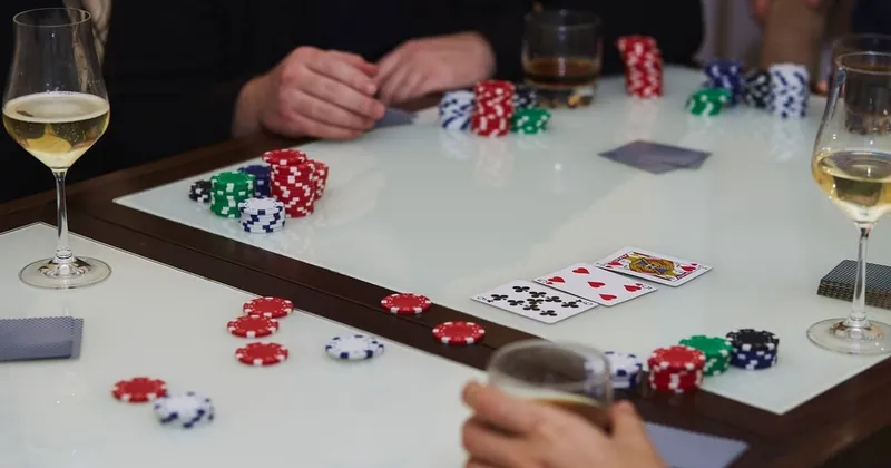 people playing poker with chips on table