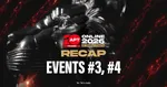 A metallic trophy with text overlay reads "APT Online 2026 Recap Events #3, #4", set against a dark background with red accents.