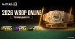 Promotional image for the 2026 WSOP Online, featuring a championship bracelet and details of cash prizes and dates