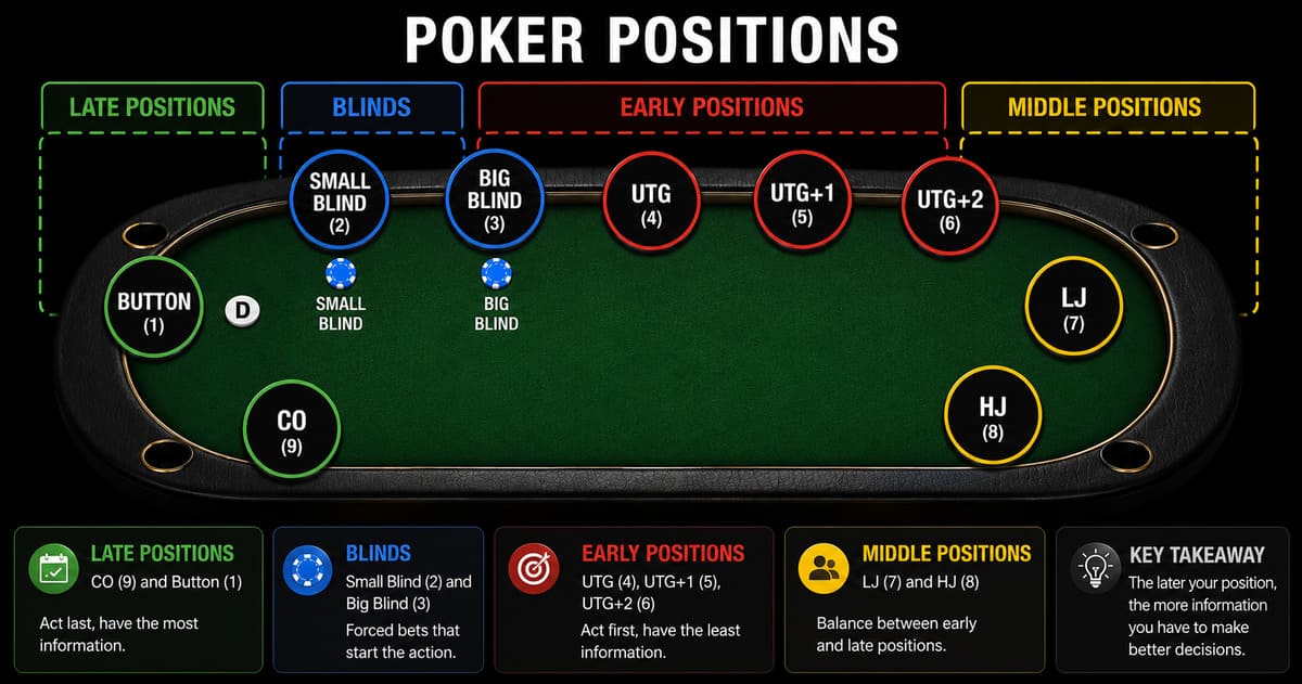 Diagram of poker table positions