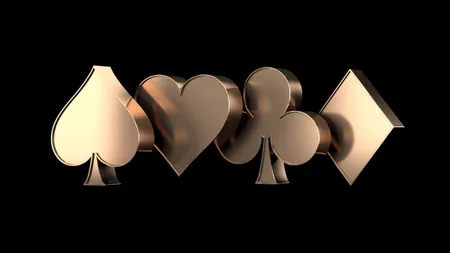 Four poker suits in gold 3d
