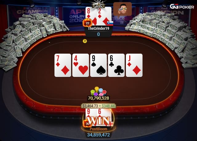 Postbloom wins APTPO Event #1 with a hand of 9 and 6, with a total balance of 70,790,528