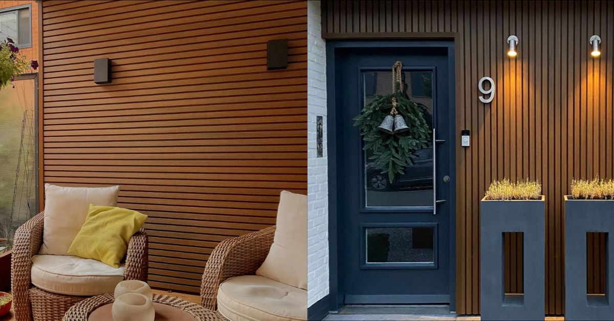 Brown Slatted Cladding on outside wall