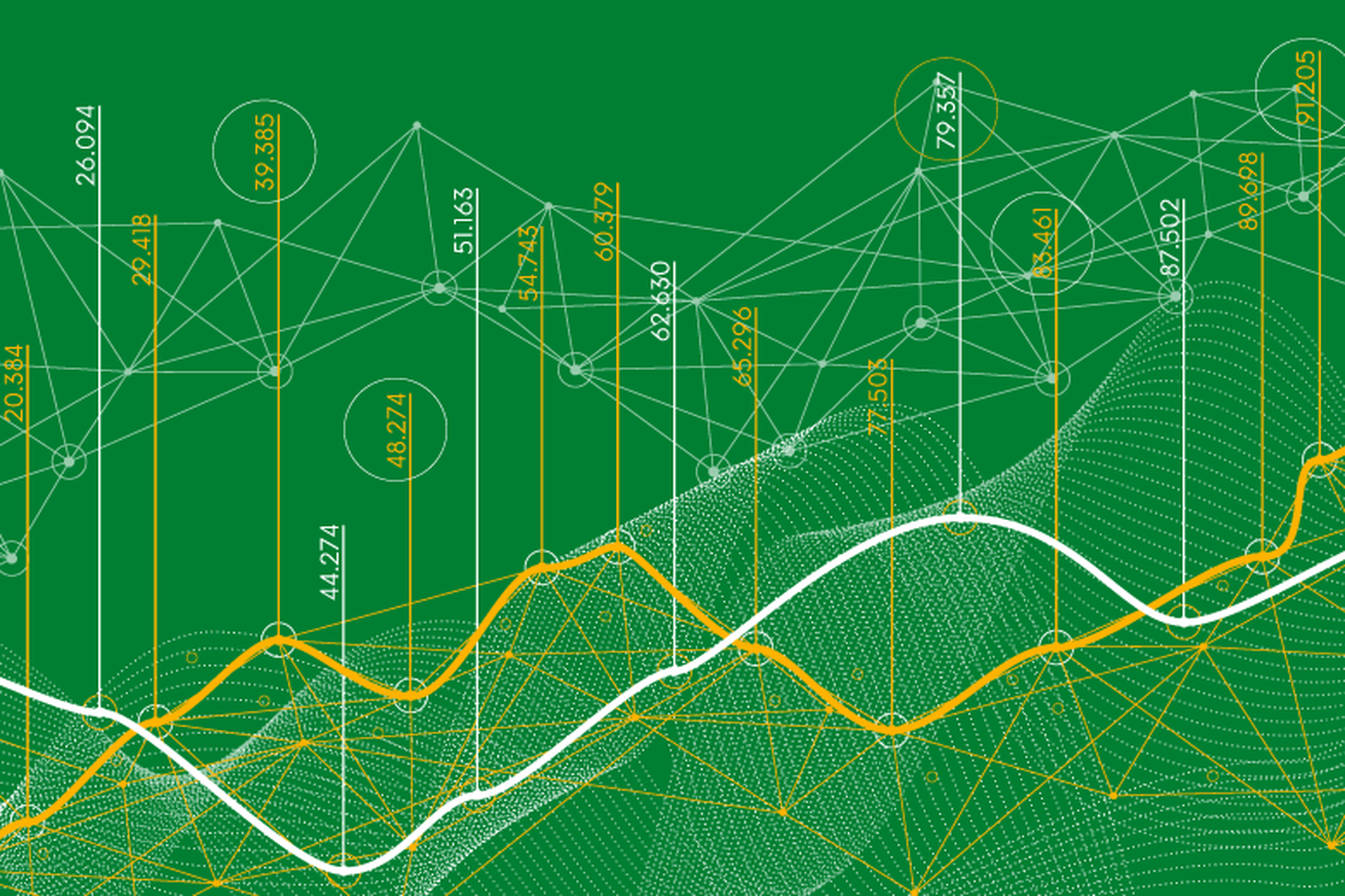 Grafisk bild med grafer, siffror och linjer