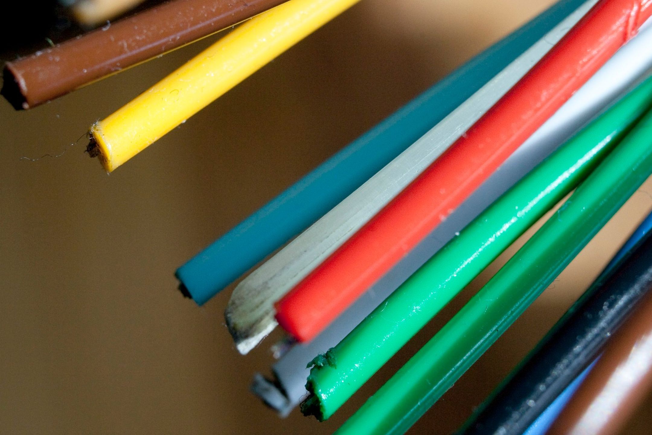 Fibertrådar i olika färger