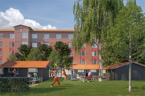 Illustration av gemensamhetsnyttor på nybyggnation
