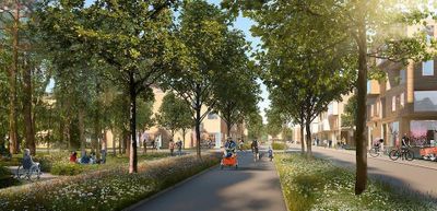 Illustration av nybyggt område