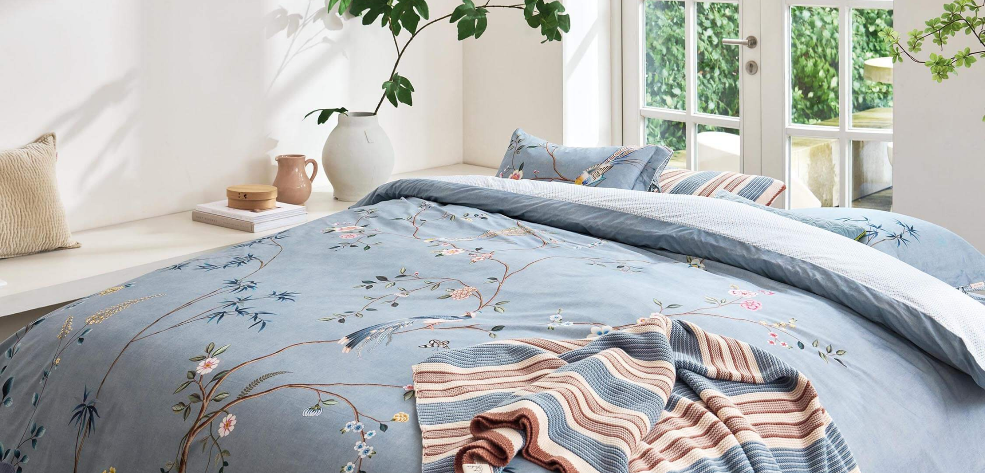 Dekbedovertrekset Bamboo Blossom Lichtblauw
