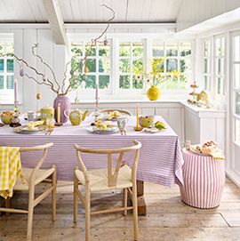 easter table styling lilac tableware