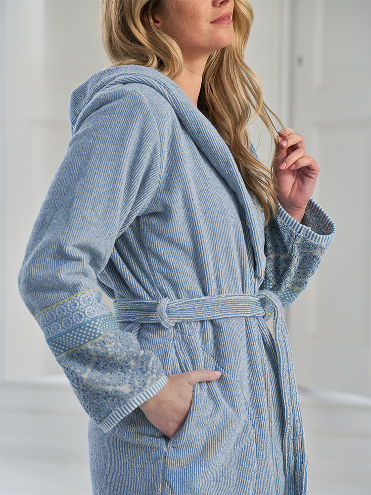 bathrobes private spa stripes print blue