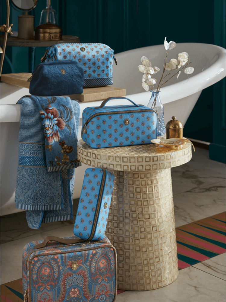 Blauwe make up tas