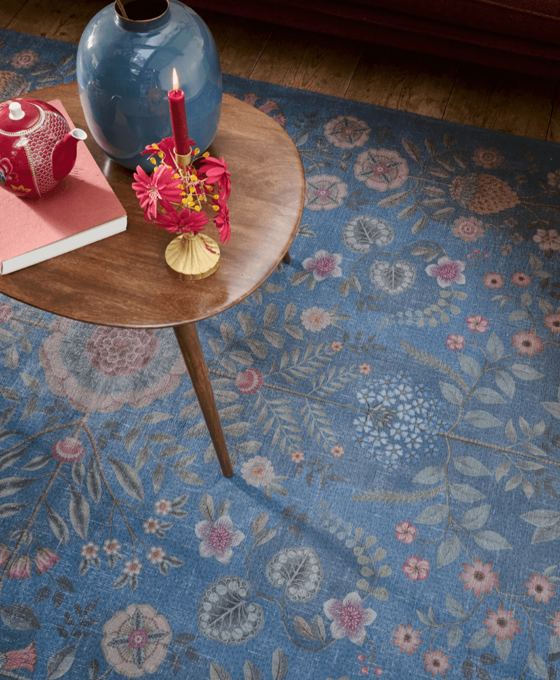 vloerkleed-blauw-bloemen