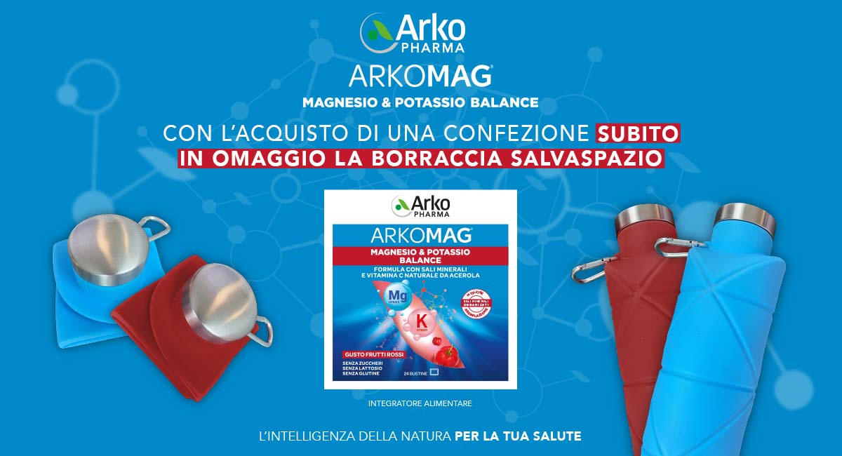 Acquista Arkomag, subito in omaggio la Borraccia Salvaspazio.