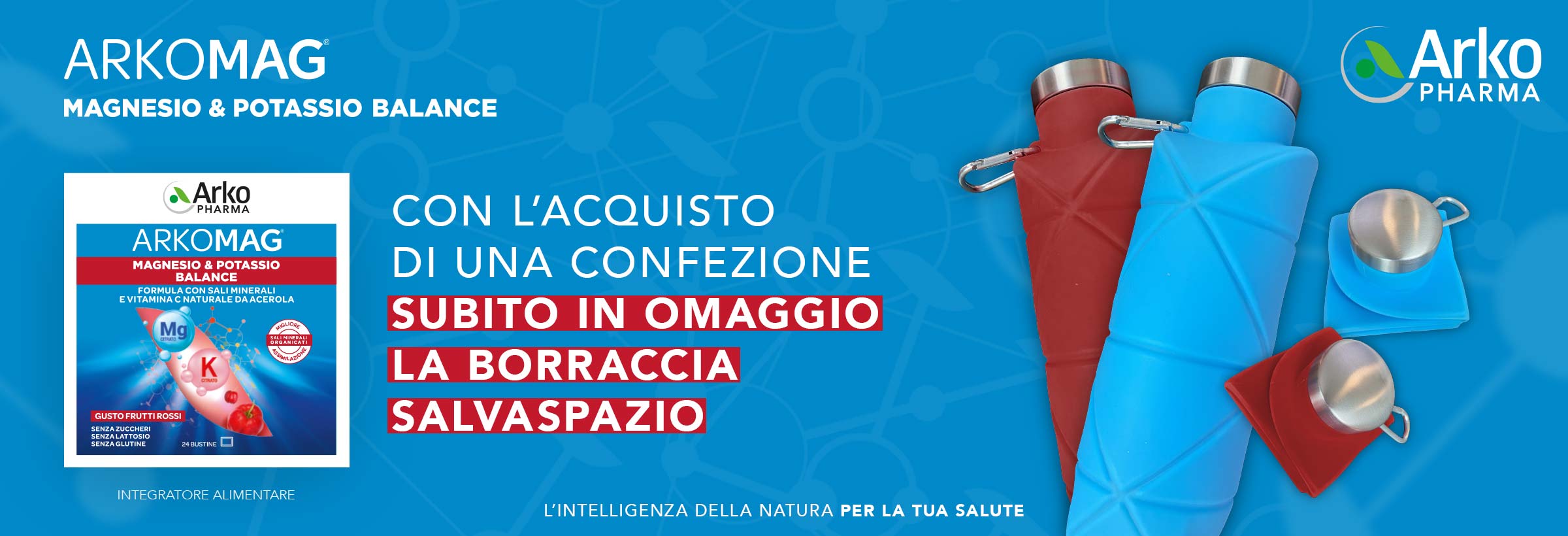 Acquista Arkomag, subito in omaggio la Borraccia Salvaspazio.
