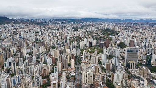 Vista aérea do Centro de Belo Horizonte, Minas Gerais.