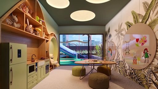 Espaço kids do empreendimento da Hub Savassi, Somattos Engenharia, em Savassi, Belo Horizonte-MG Espaço kids do empreendimento da Hub Savassi, Somattos Engenharia, em Savassi, Belo Horizonte-MG