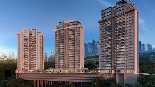 Planta Aura: vista da fachada do empreendimento previsto para 2028, em Vila da Serra, Nova Lima/MG.