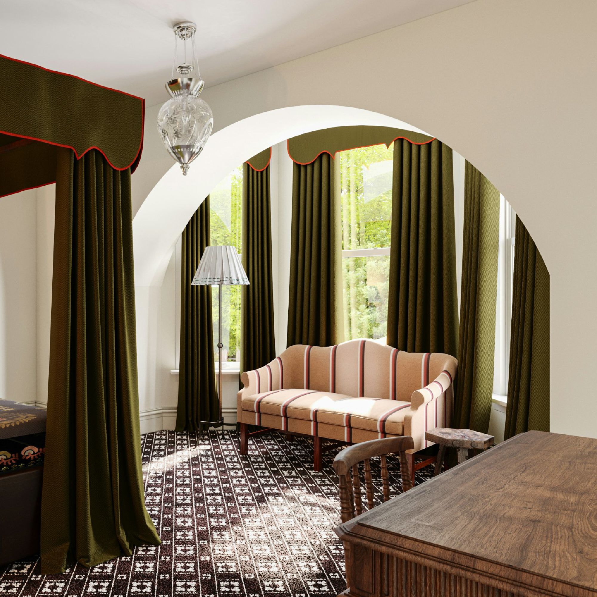 Richmond Hotel Shenandoah Mansions King Room Couch and Windows