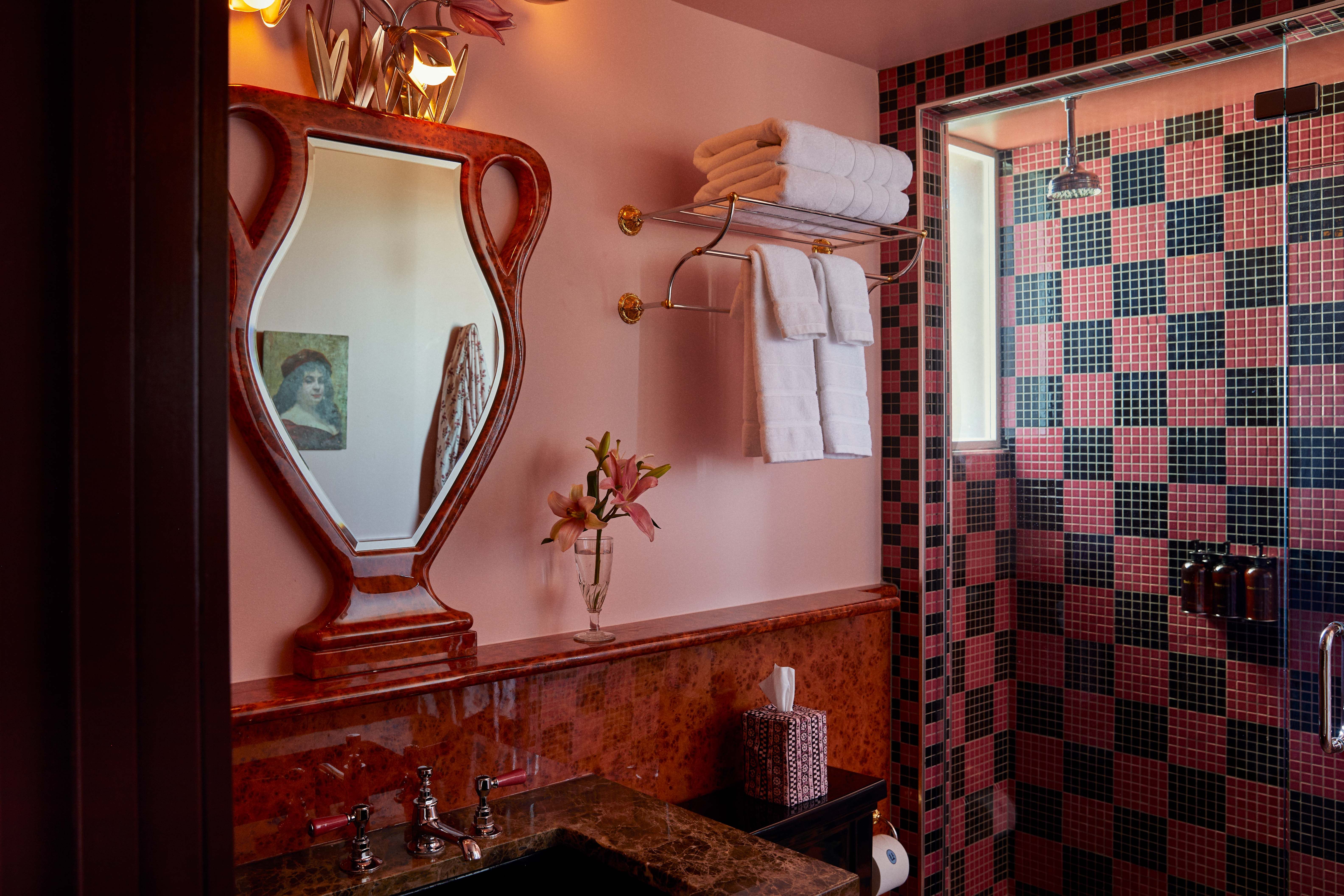 Baltimore Hotel Ulysses Room Il Gattopardo Suite red tiled bathroom
