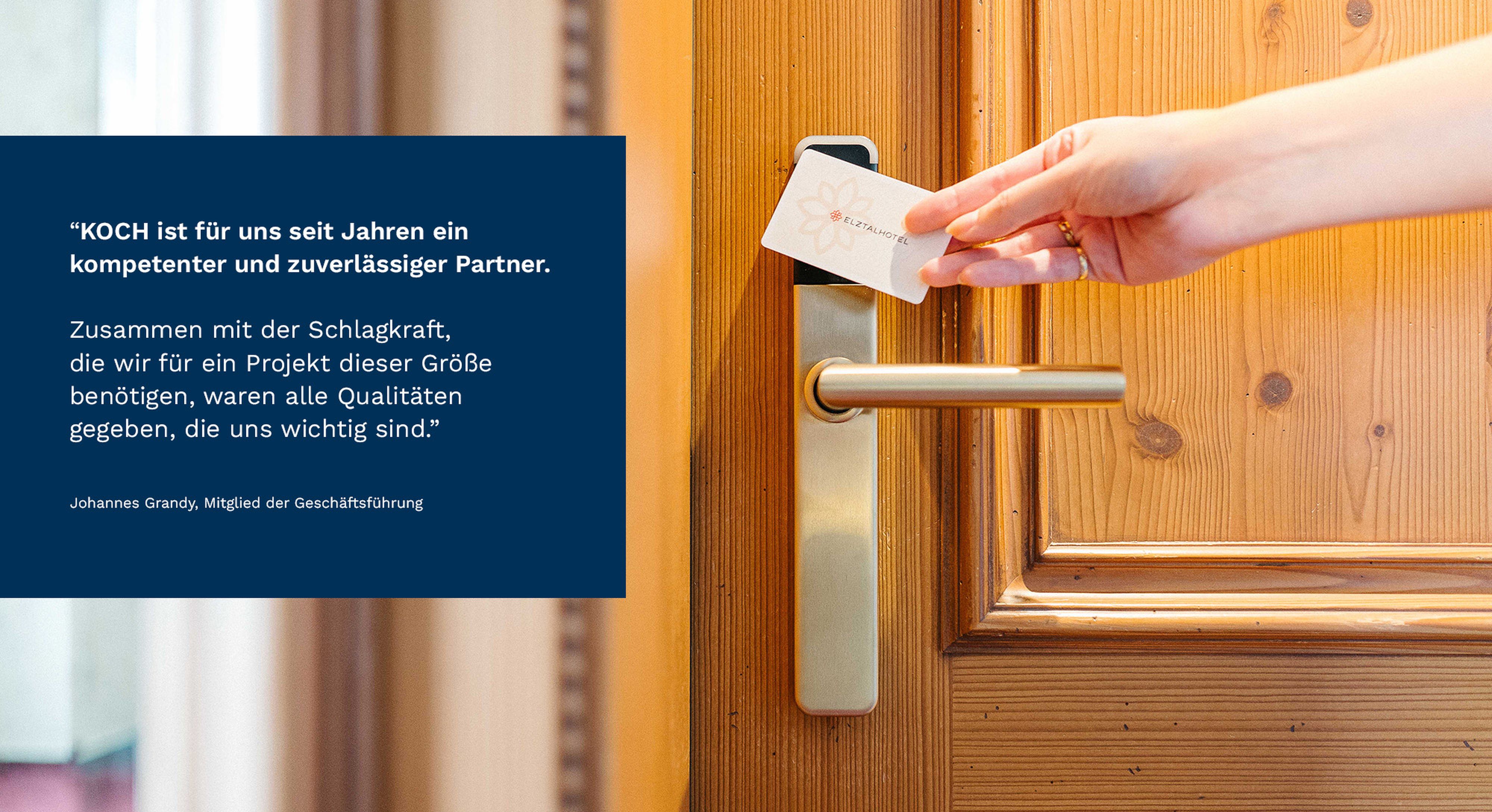 KOCH-Referenz: Elztalhotel-Schlüsselkarte und Zitat von Johannes Grandy KOCH-Referenz: Elztalhotel-Schlüsselkarte und Zitat von Johannes Grandy