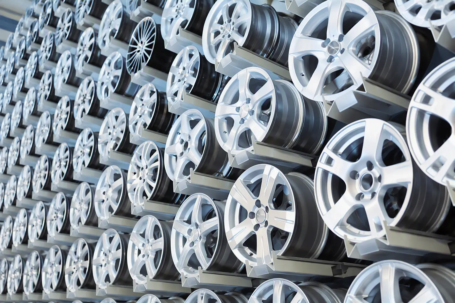 Wall of Alloy Wheels