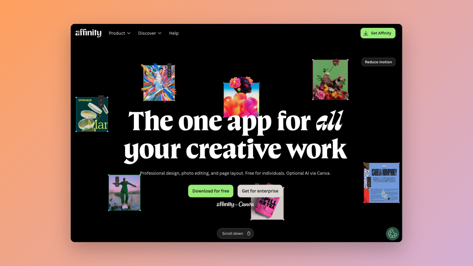 Affinity Designer interface showing vector design workspace
