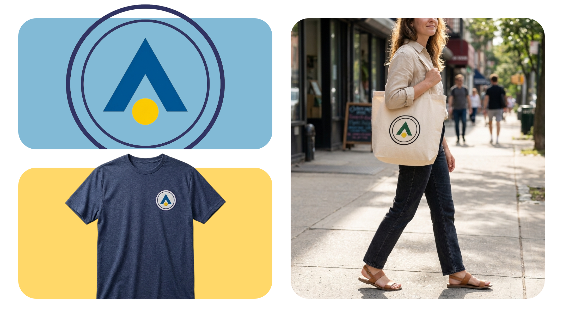 A simplified, bold logo design embroidered onto a shirt for clean, legible stitching