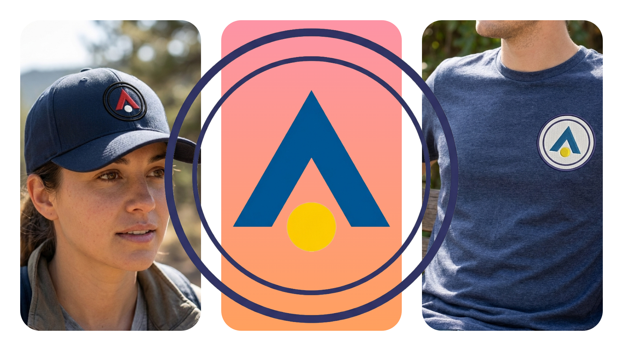 The same embroidered logo shown in two different thread colorways from Gelato's 15-color palette