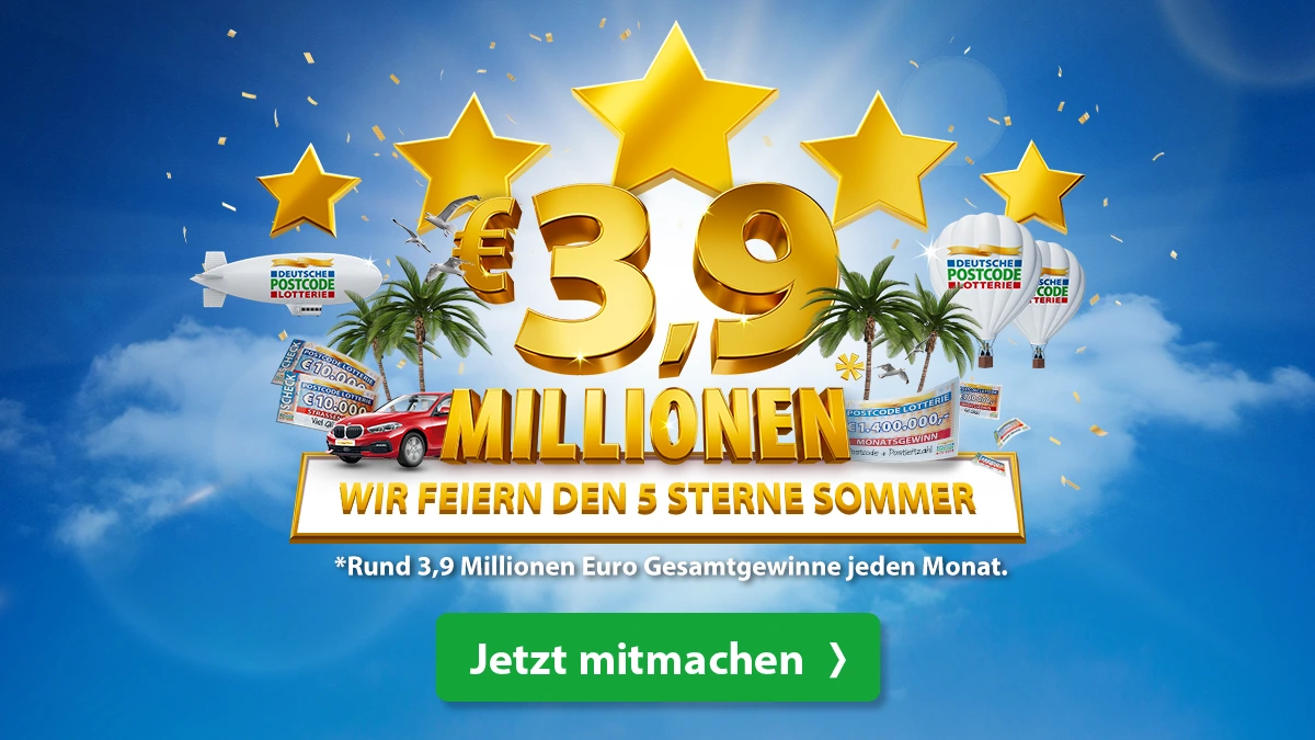 Anmelden, Los kaufen & gewinnen Postcode Lotterie