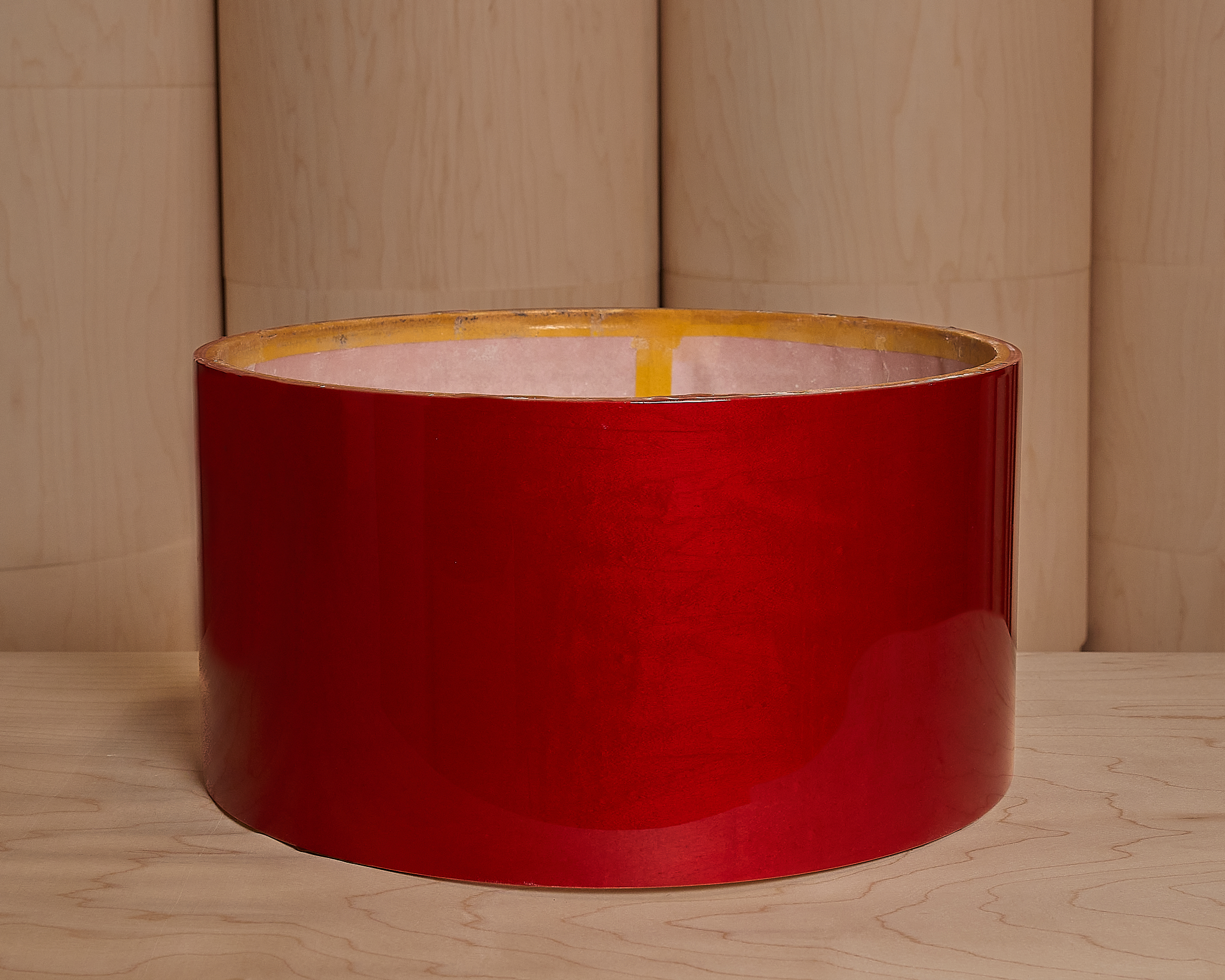 A lacquered maple drum shell