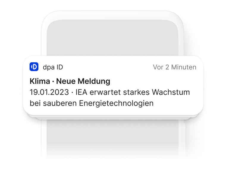 Screenshot von Notifications in dpa-Select
