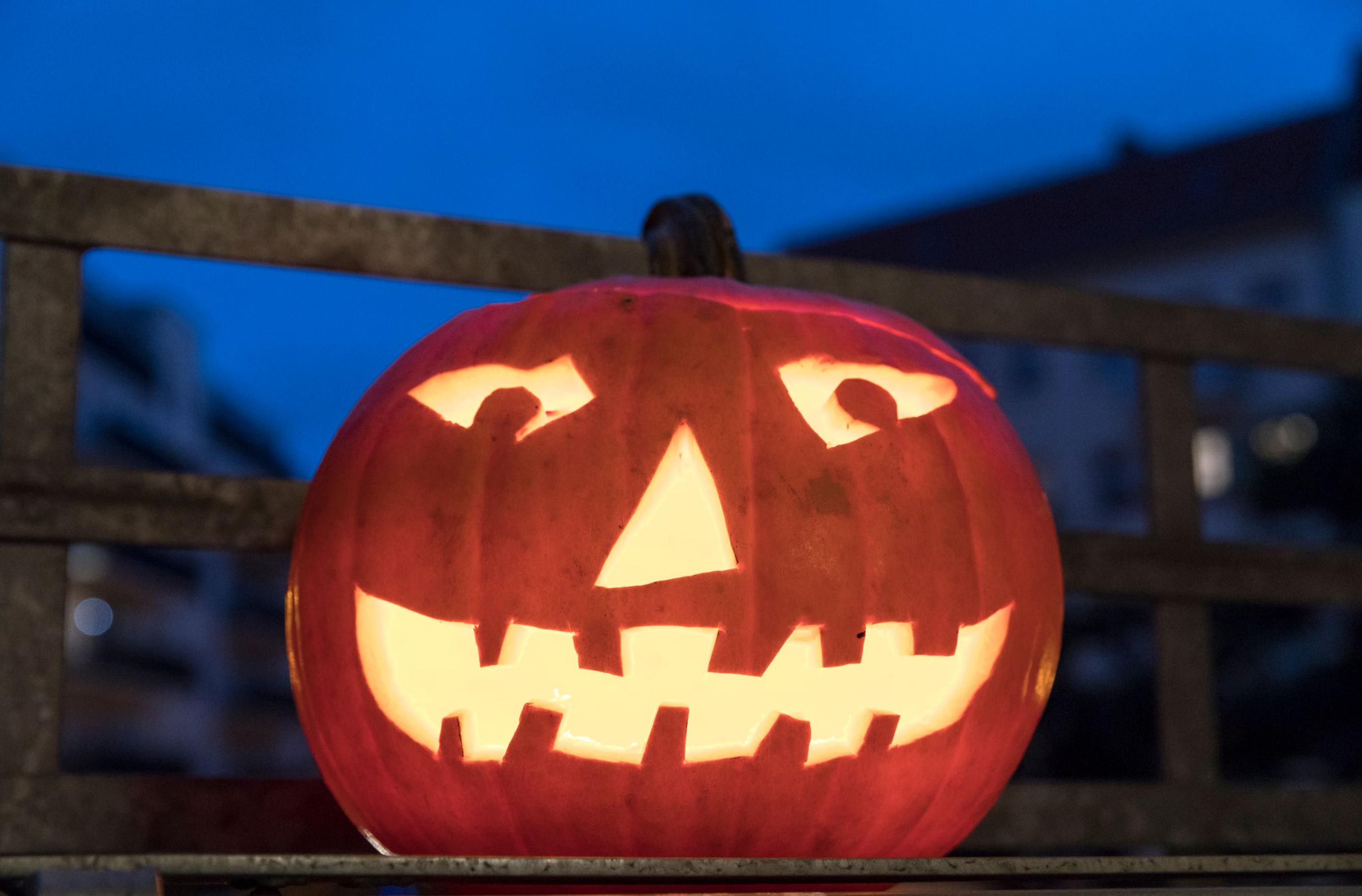 Beleuchtete Fratze: Geschnitzte Kürbisse sind bei Kindern an Halloween besonders beliebt.