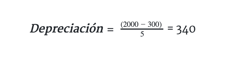 depreciación en linea recta ejemplo