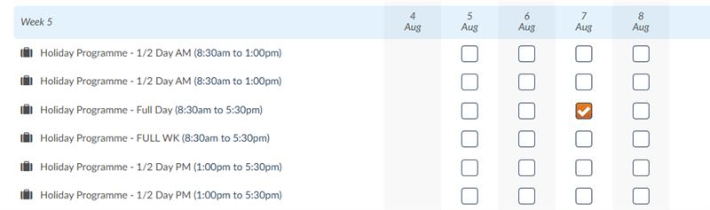 Screenshot - Casual booking