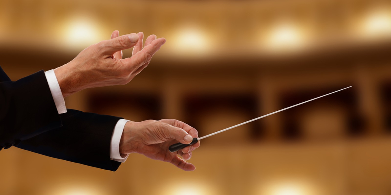 Dirigent hält einen Taktstock in der Hand