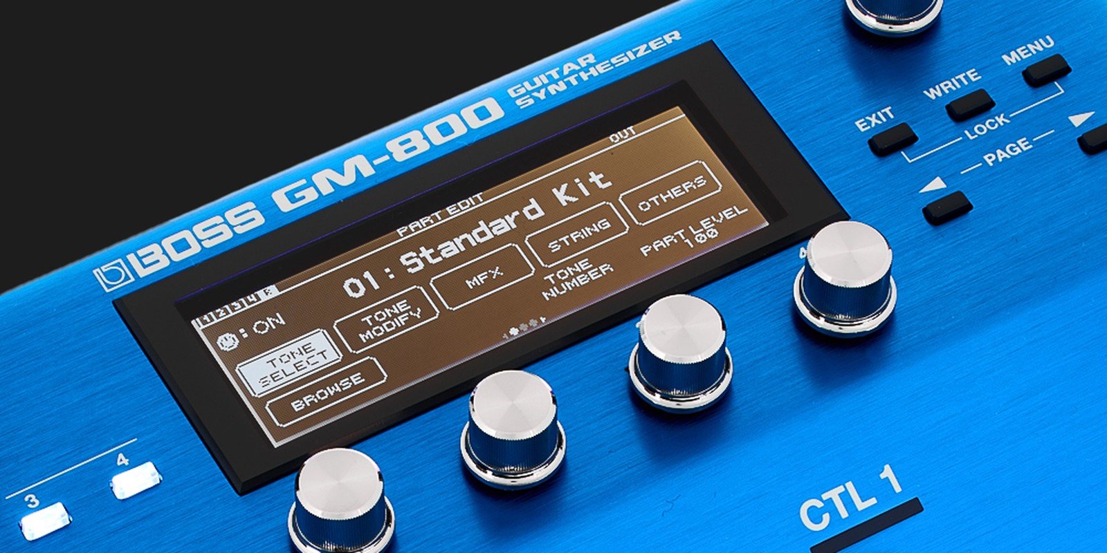 Display des Boss GM 800 Gitarrensynthesizers