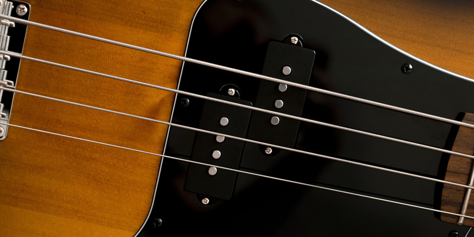 Saiten auf einem E-Bass